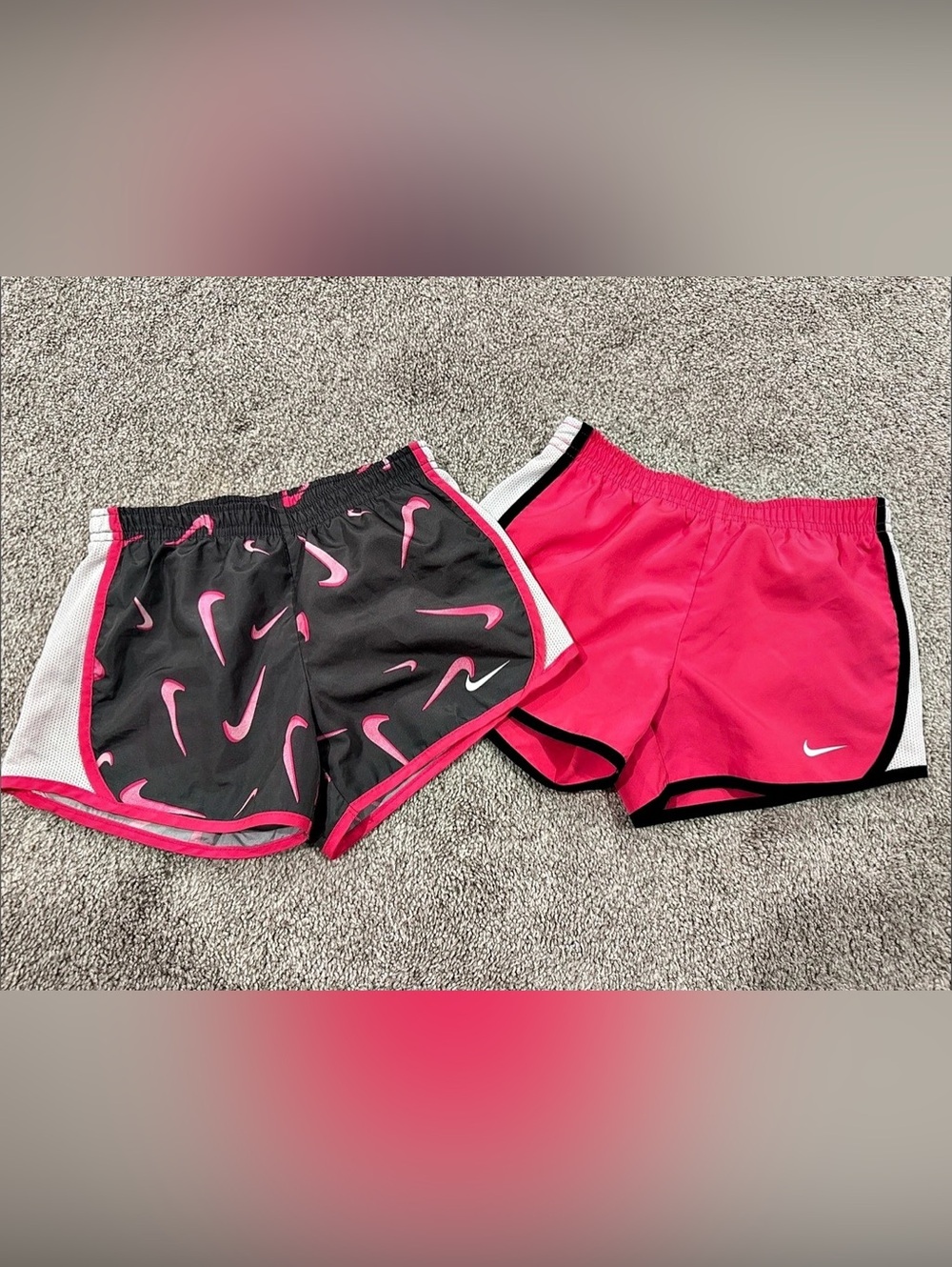 Nike Girls Dri-FIT Tempo Running Shorts Pink & Black Waist 6-7